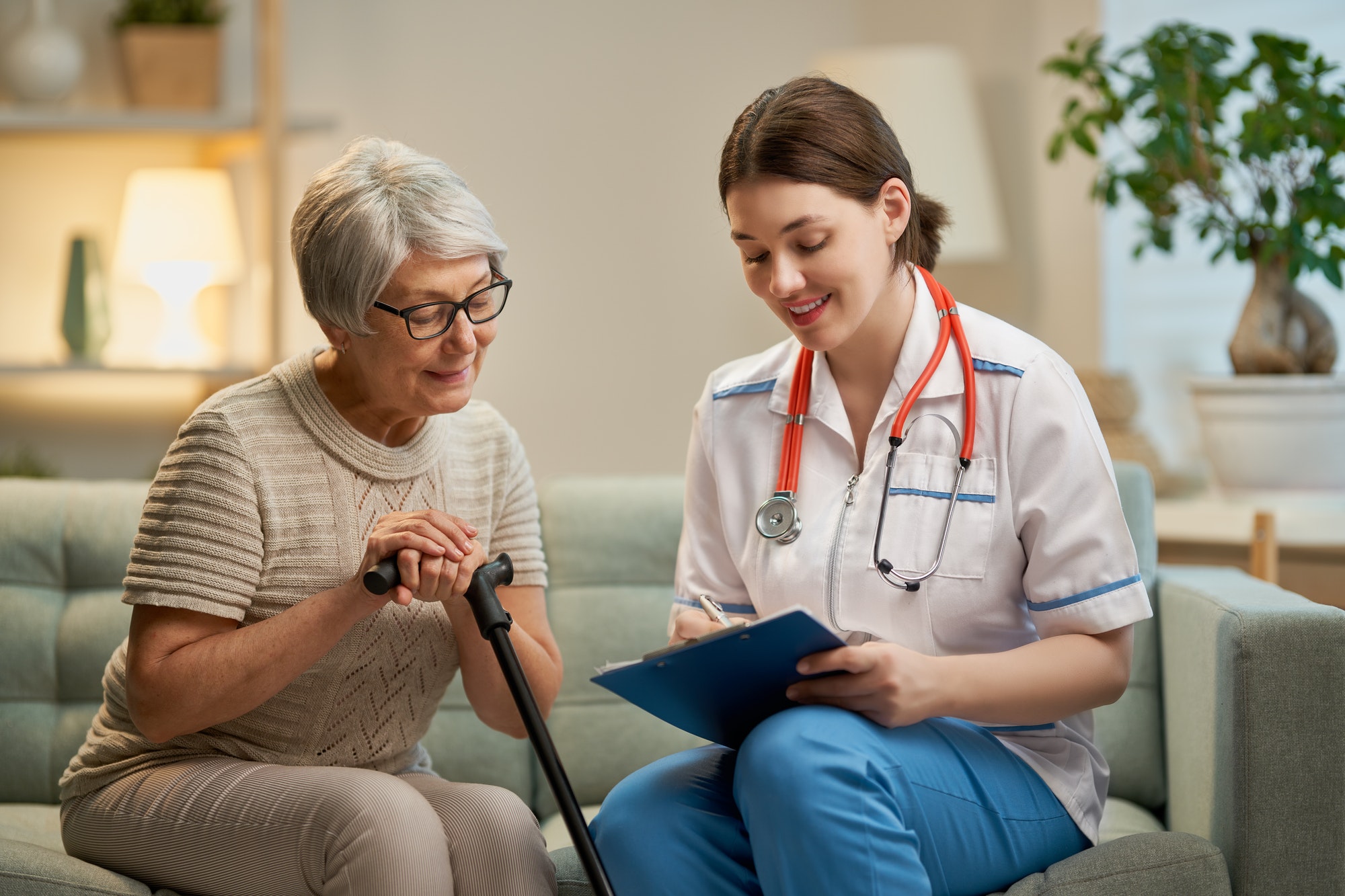 Happy patient and caregiver